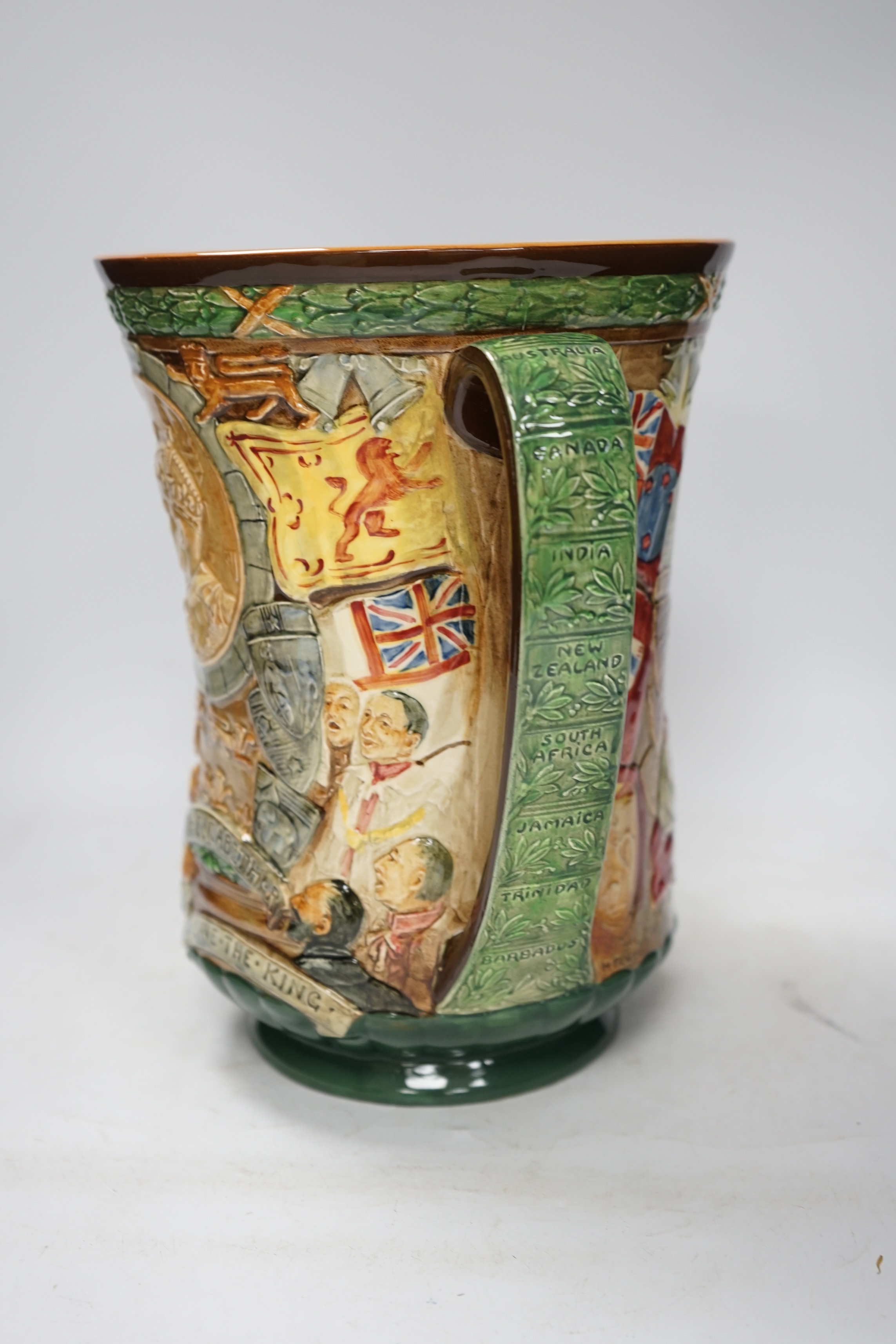 A Doulton commemorative cup, coronation of George VI and Elizabeth, 1937, with certificate signed by C.J. Noke, 26cm high. Condition - good